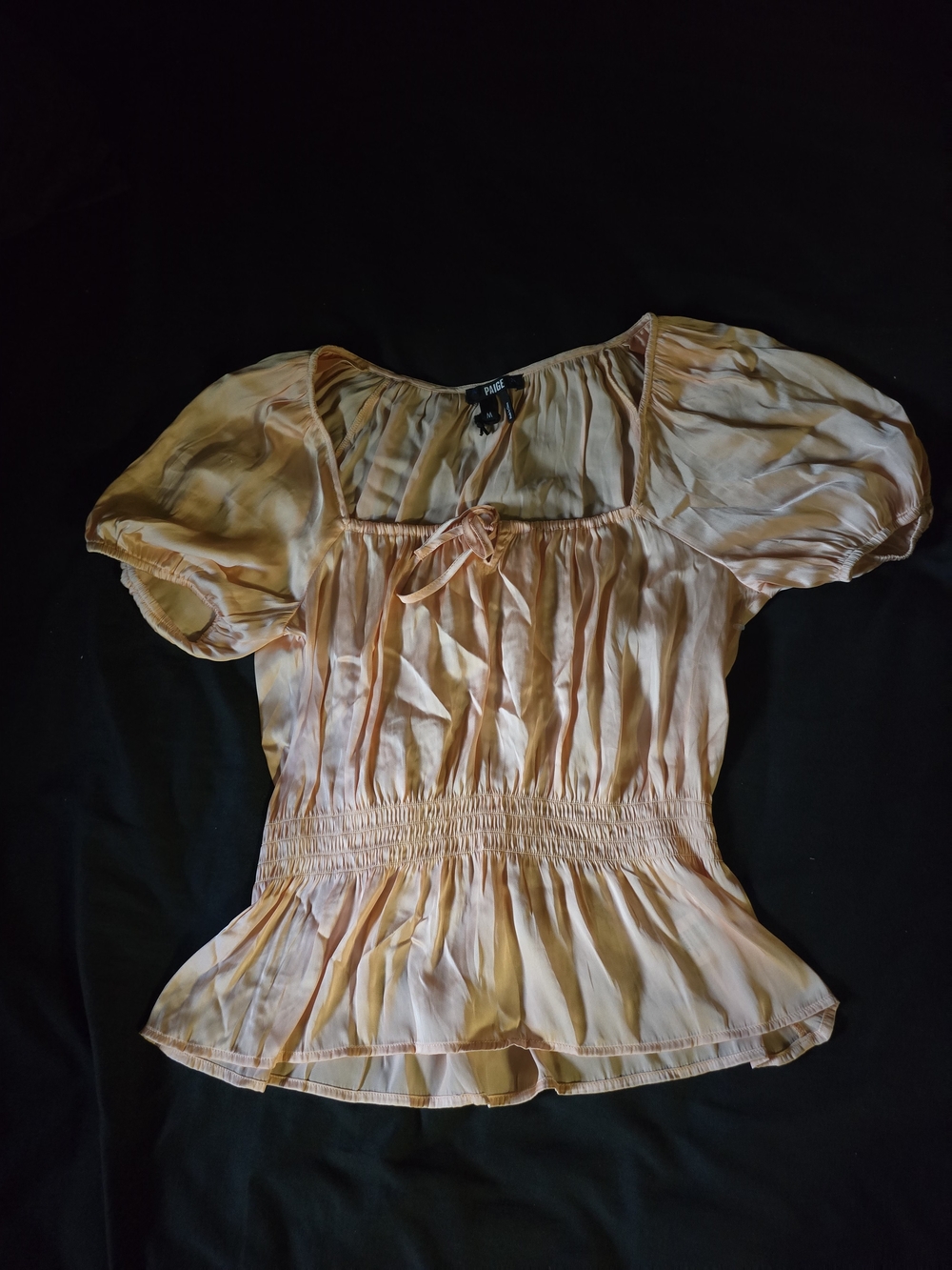 PAIGE Peach Short-Sleeve Peasant Blouse